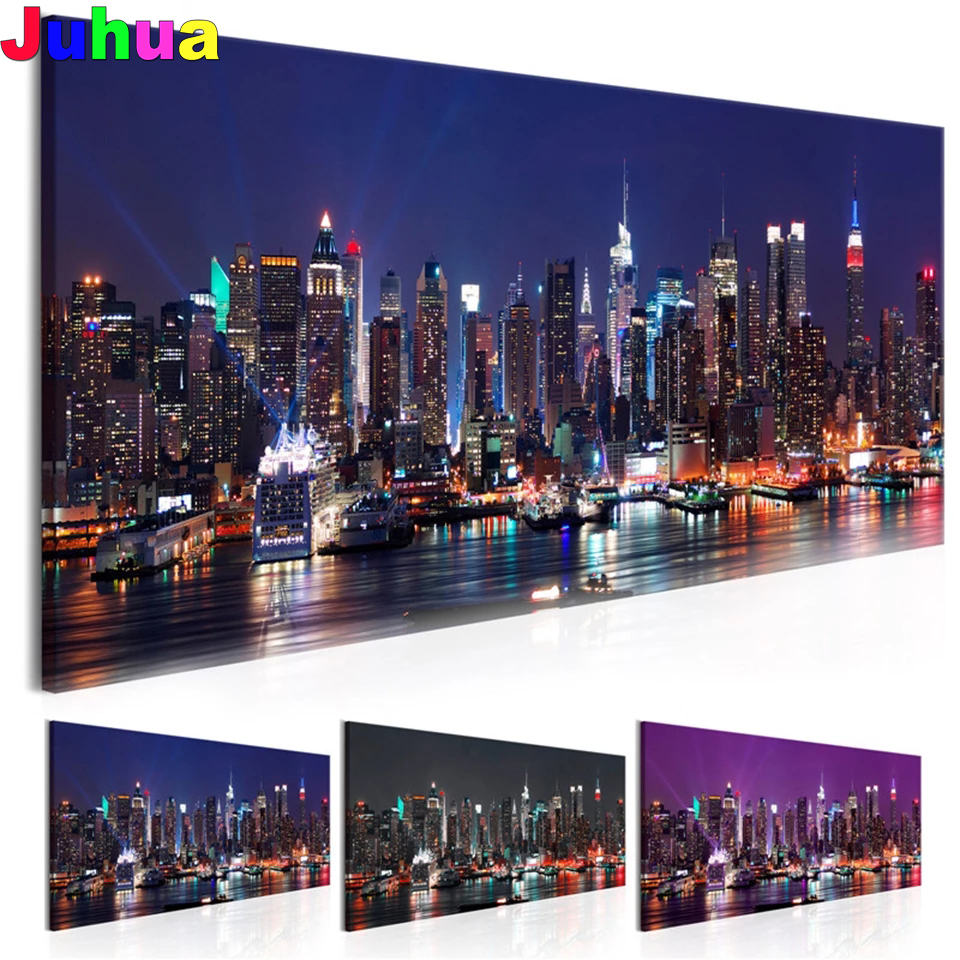 Embroidery York - New York Building Night Scene 5D