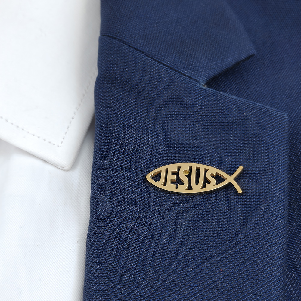 Embroidery Icon - Trendy religious elements brooch Jesus fish
