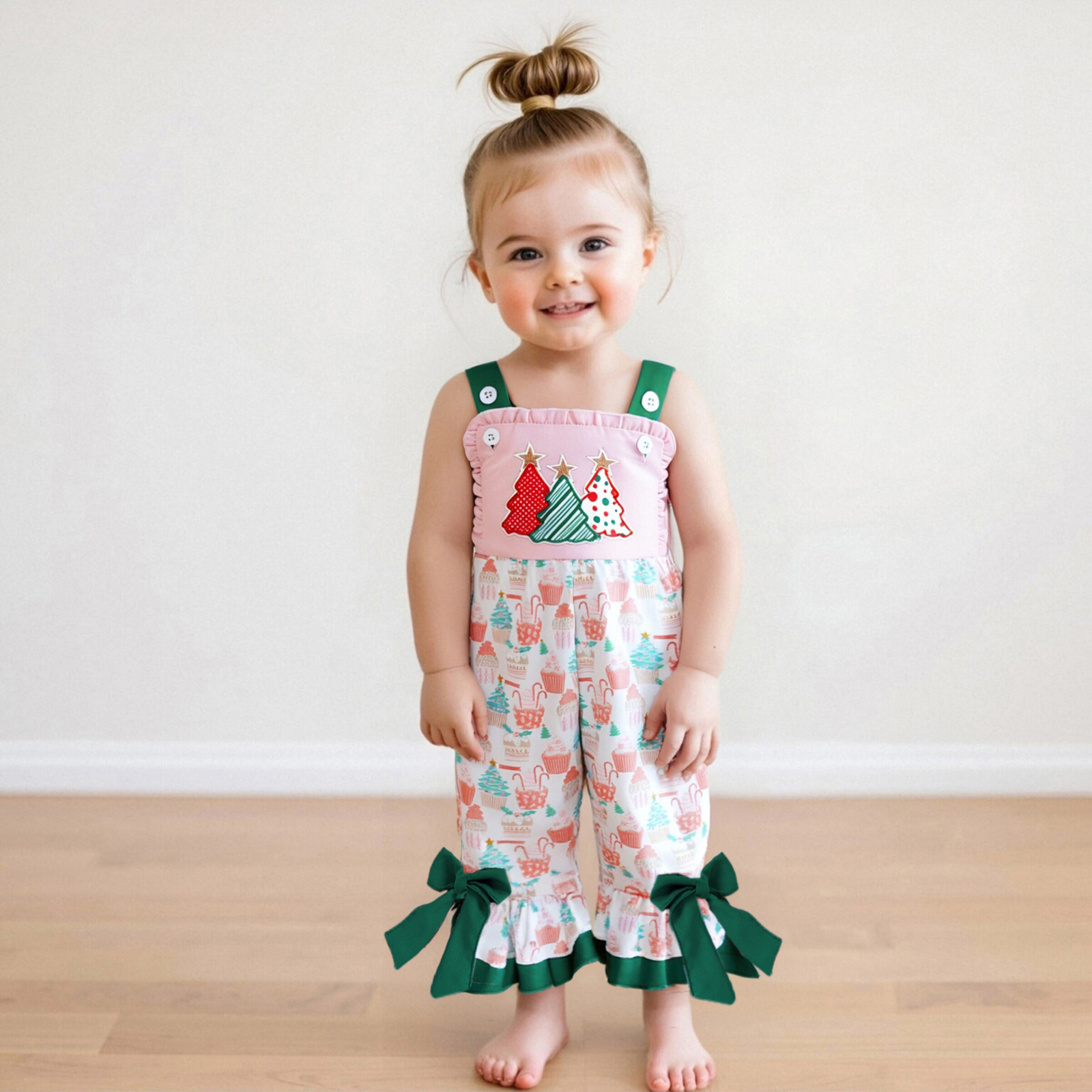 Embroidery Xmas Tree - 1-5Y Toddler Girl Xmas Outfits Cute