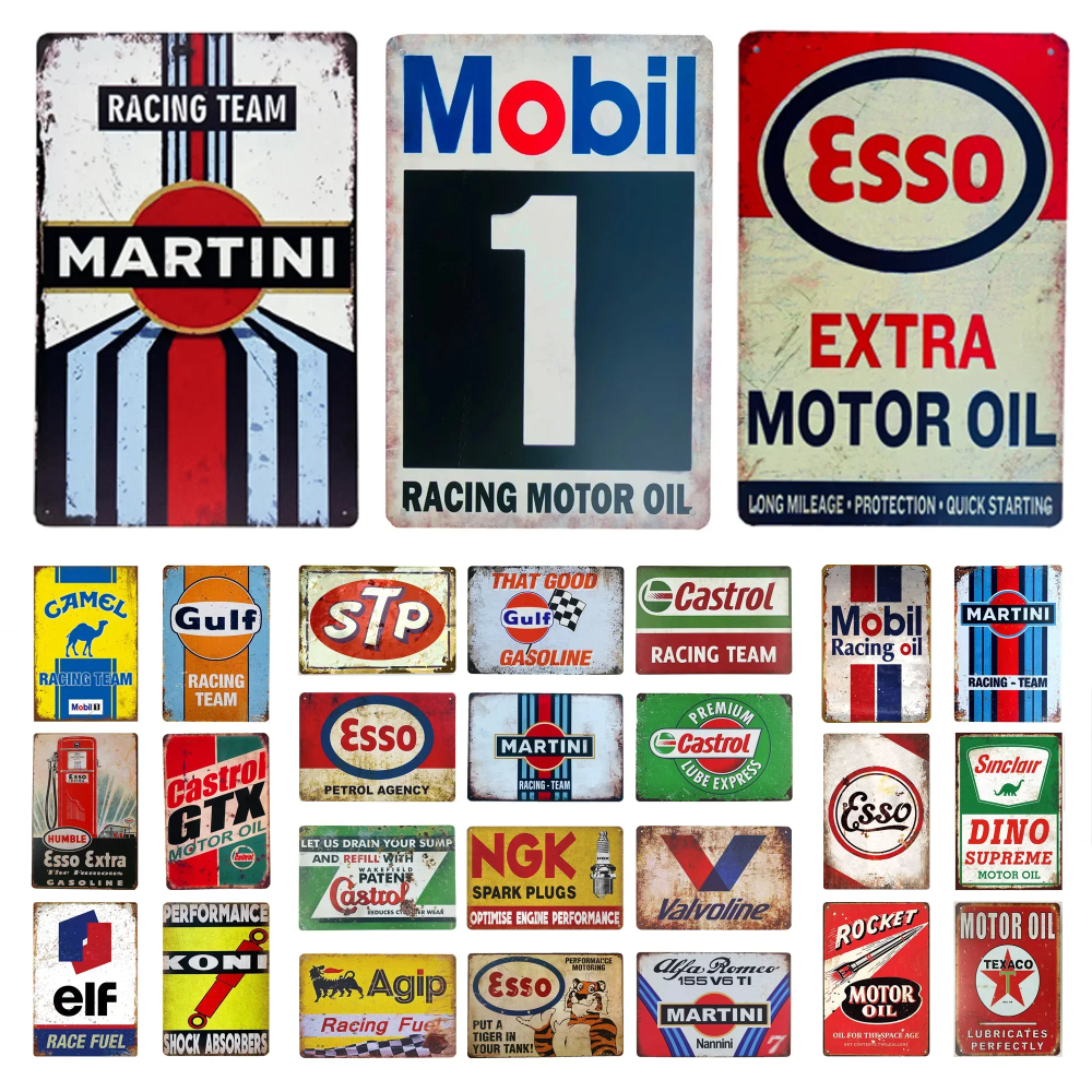 Embroidery Charm - Vintage-Style Motor Oil Gas Signs -