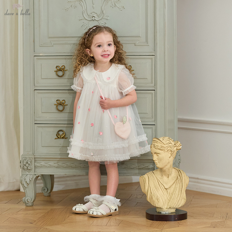 Embroidery Net Dress - Dave Bella Girls Baby Mesh Princess
