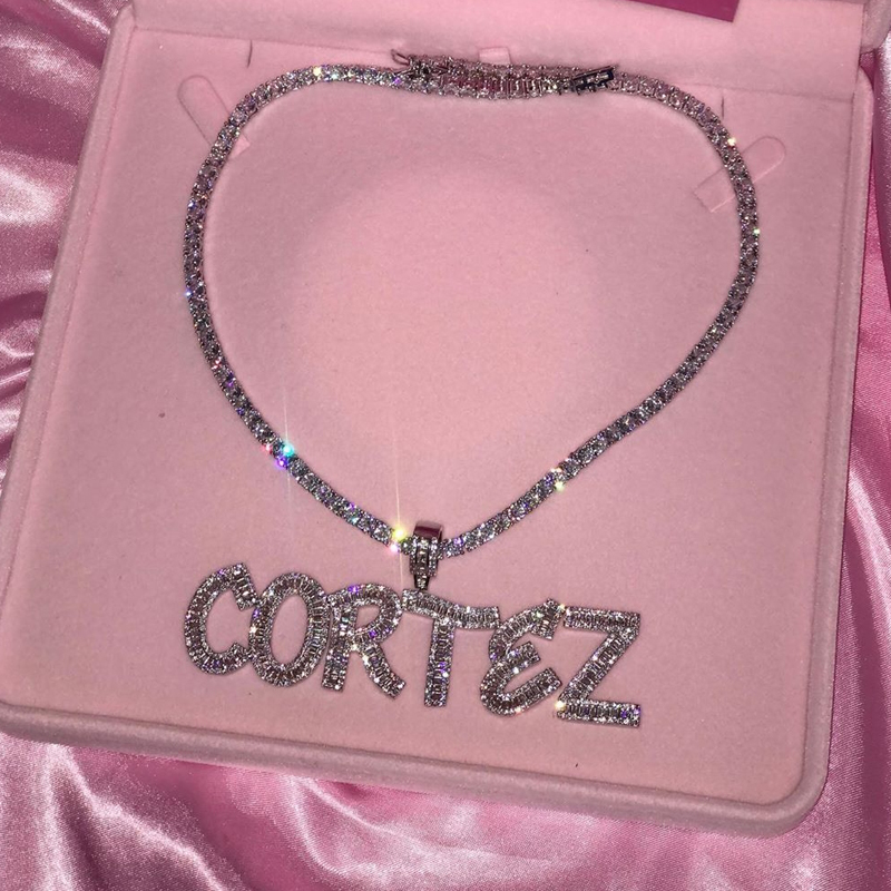 Embroidery Charm - Custom Name Words Baguette Letters Pendant