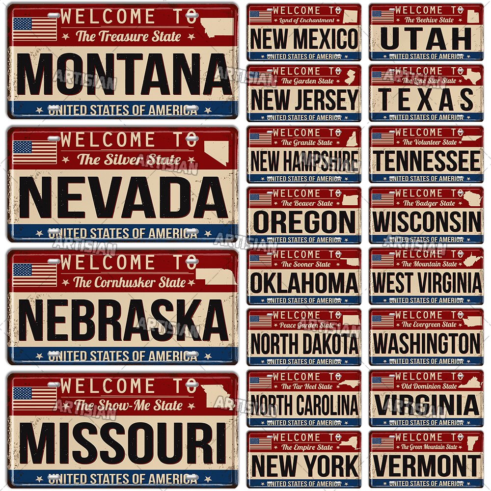 Embroidery Studio - Artisian USA US License Plate Welcome