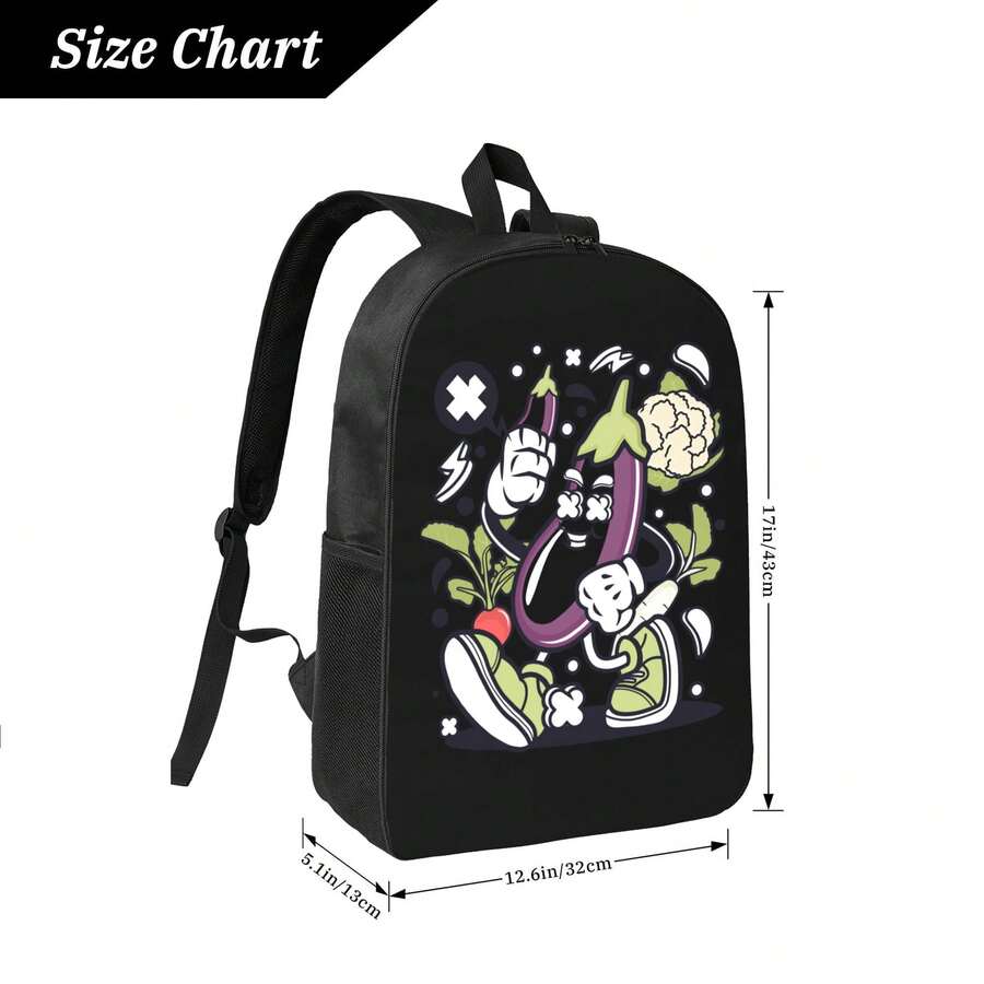Embroidery Bag - Funny Cartoon Vegetable Print Backpack For