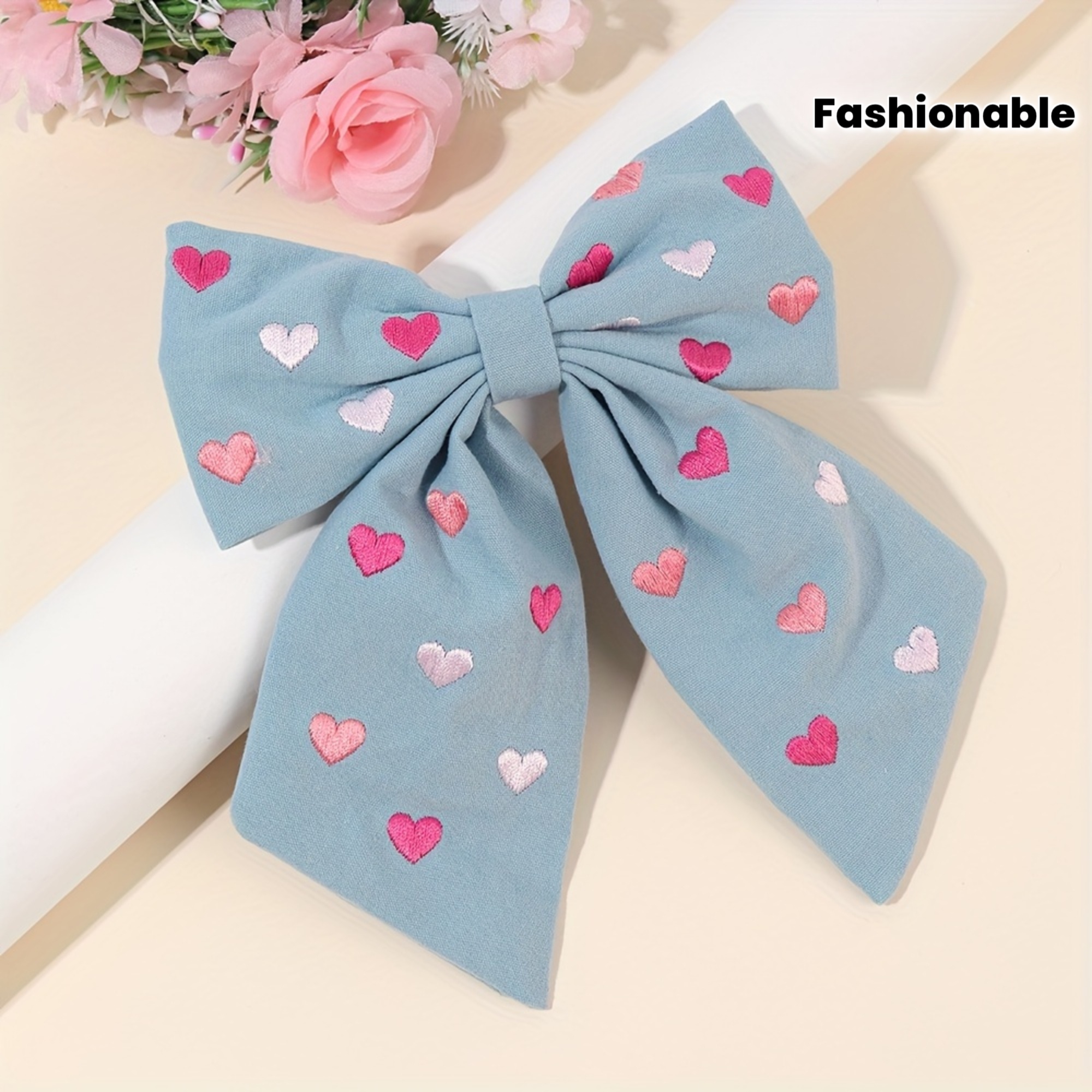Embroidery Love - 1 retro style bow hairpin, love