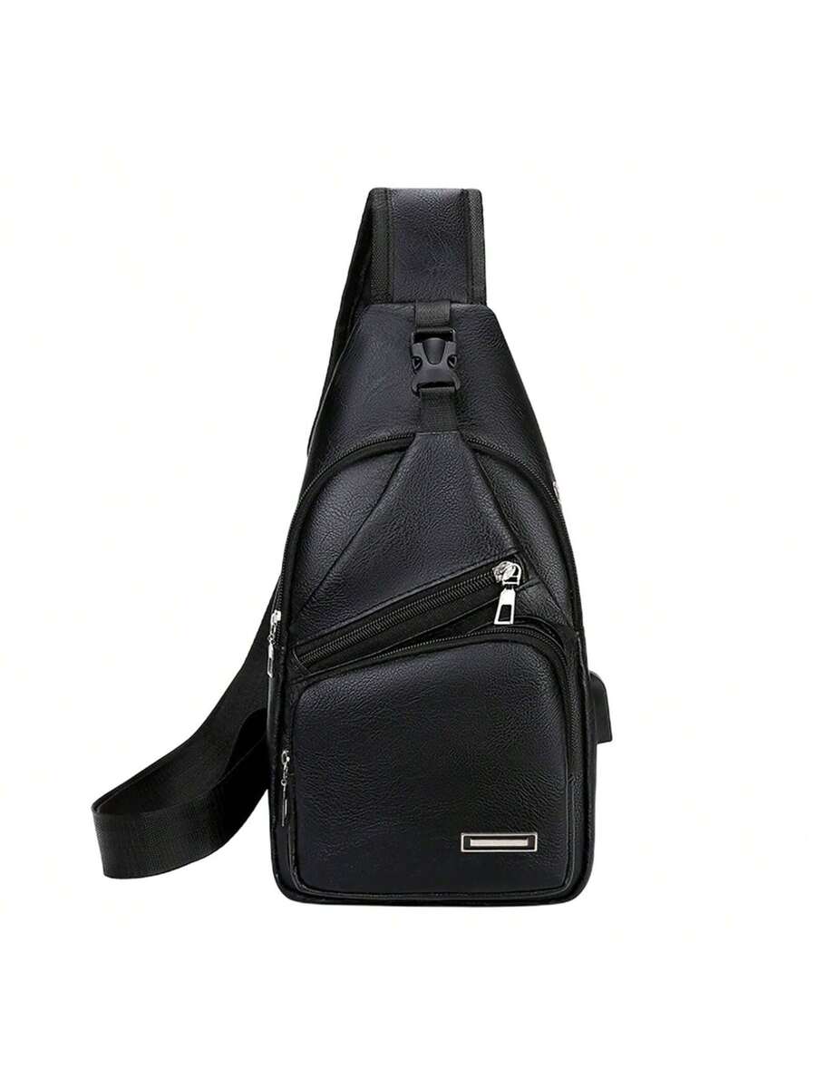 Embroidery Bag - Mens Sling Bag With USB Port,