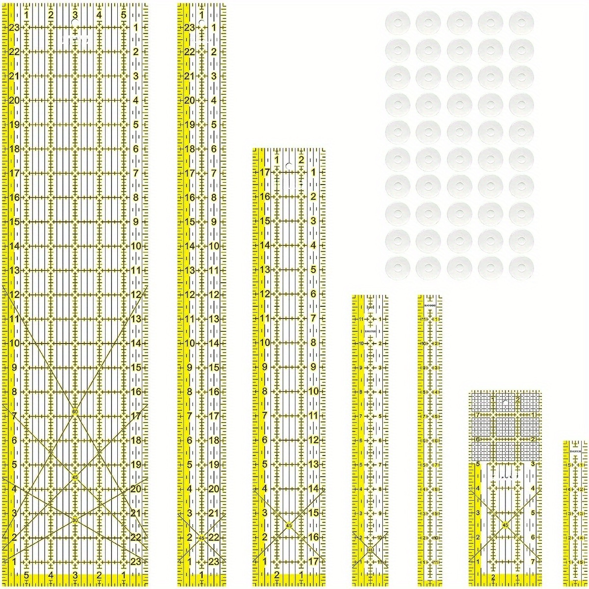 Embroidery Zone - Acrylic Ruler 7 Piece Set, Non