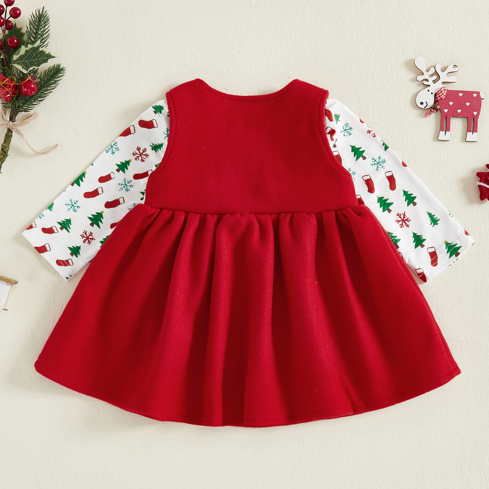 Baby Girls Christmas Outfit Lo - Embroidery Xmas Tree avaliação e preço