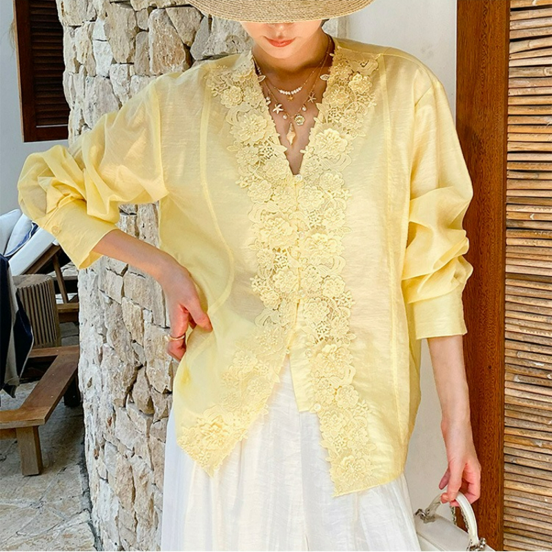 French Style Lace Embroidery S - Embroidery Yellow avaliação e preço