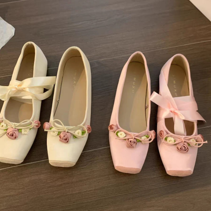 Women Flats Bow Marie Janes Sh - Embroidery Lace avaliação e preço