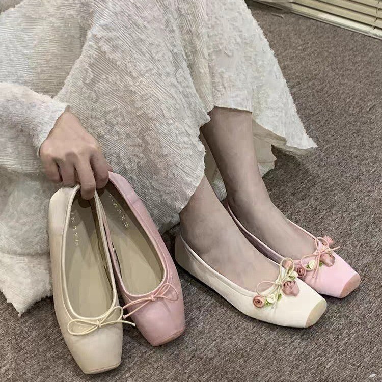 Women Flats Bow Marie Janes Sh - Embroidery Lace avaliação e preço
