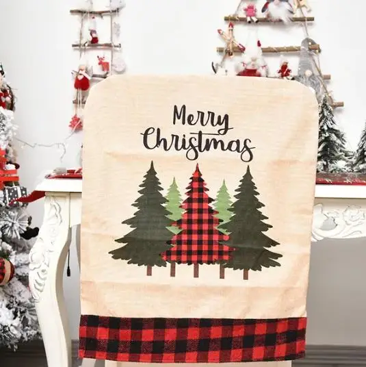 4/6/8pcs Christmas Chair Cover - Embroidery Xmas Tree avaliação e preço