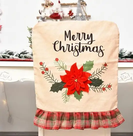 4/6/8pcs Christmas Chair Cover - Embroidery Xmas Tree avaliação e preço