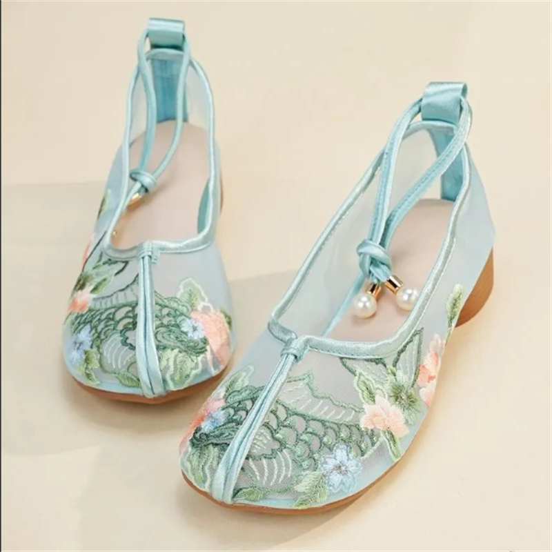 Popular Sandals Mesh Shoes Emb - Embroidery Lace avaliação e preço