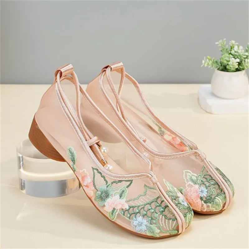 Popular Sandals Mesh Shoes Emb - Embroidery Lace avaliação e preço