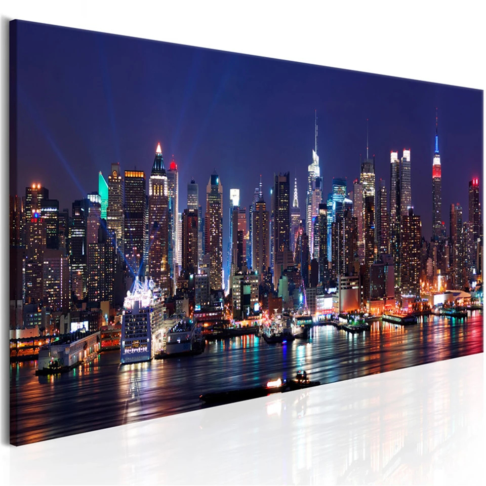 New York Building Night Scene  - Embroidery York avaliação e preço