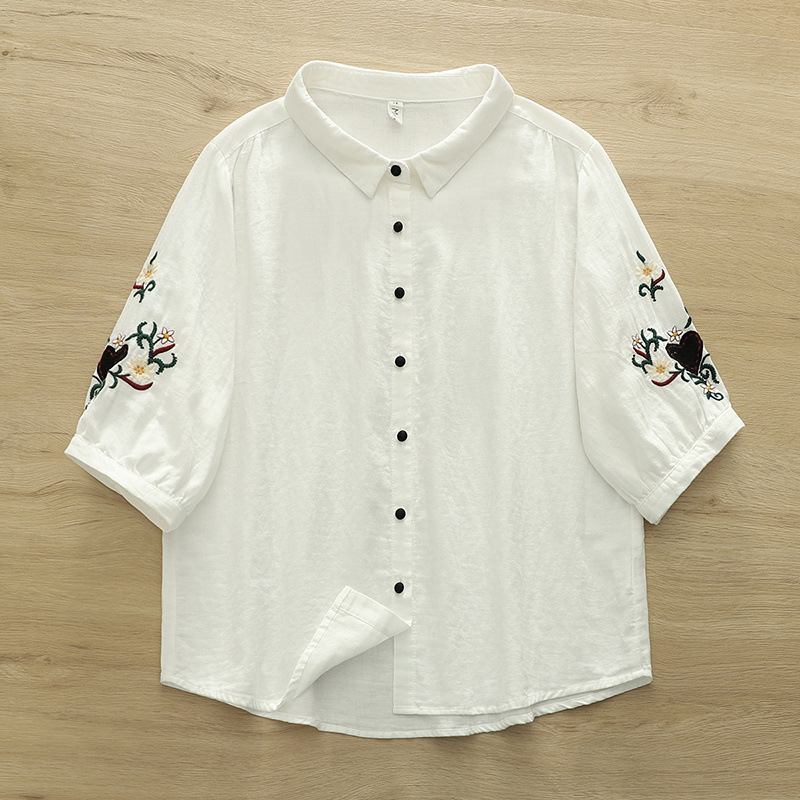 New 2026 Summer Women Cotton Y - Embroidery Love avaliação e preço