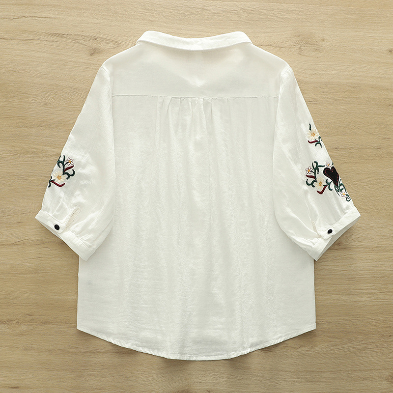 New 2026 Summer Women Cotton Y - Embroidery Love avaliação e preço