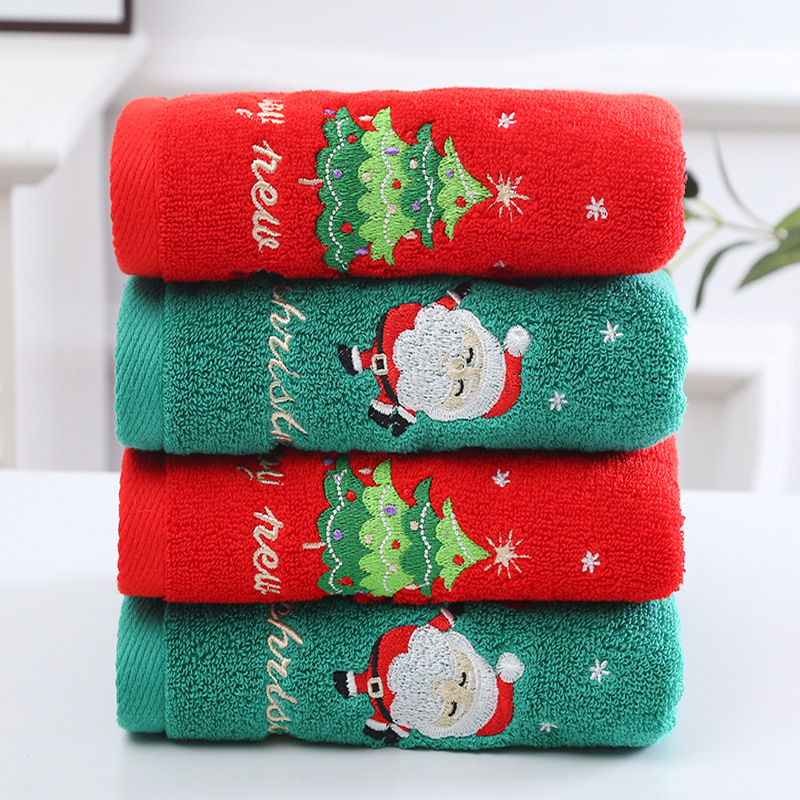 1PC 35*75cm Bathroom Towel Cor - Embroidery Xmas Tree avaliação e preço