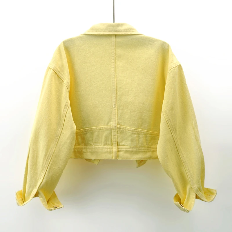 Fashion Yellow Denim Jacket Wo - Embroidery Yellow avaliação e preço