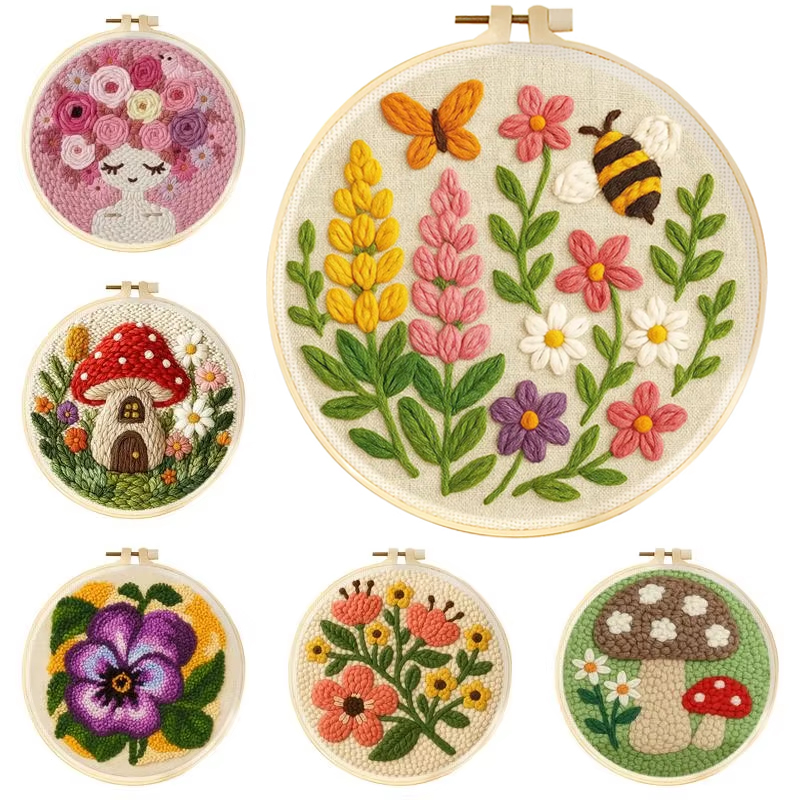DIY Punch Needle Kits Mushroom - Embroidery Guide Book avaliação e preço