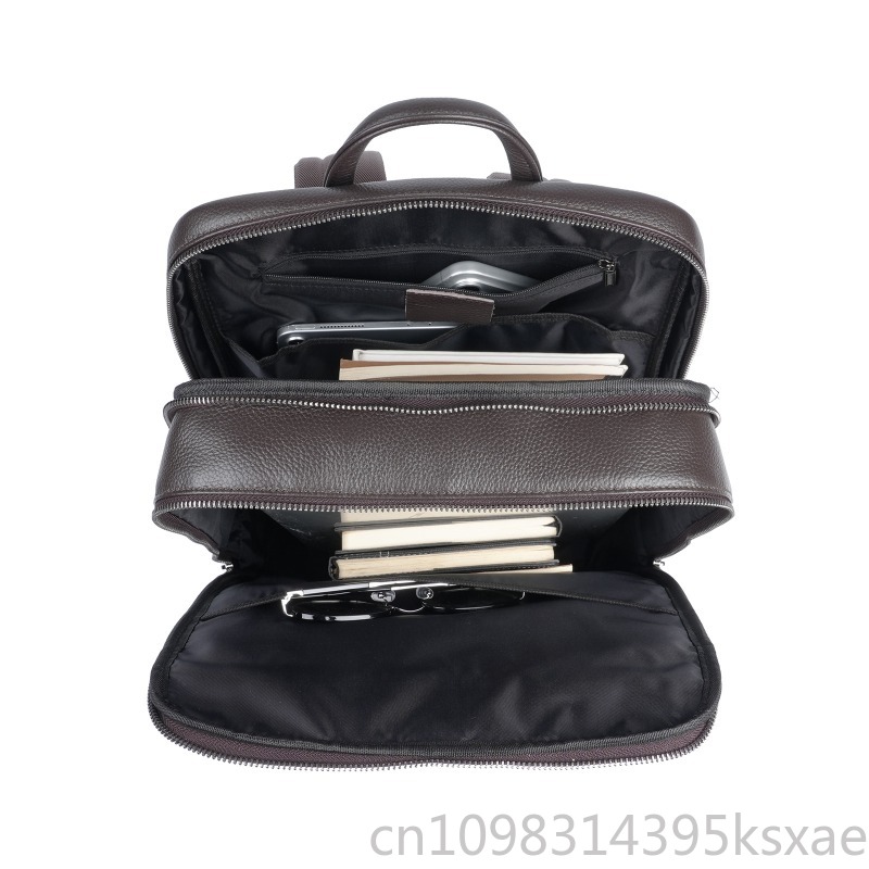 Men's Top Grain Leather Backpa - Embroidery Bag avaliação e preço