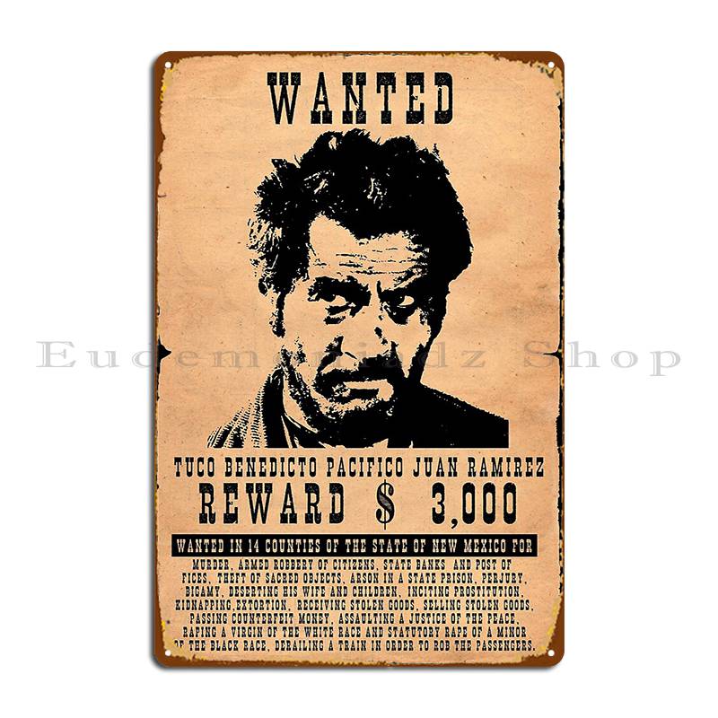 Wanted Tuco Ramirez Metal Sign - Embroidery Studio avaliação e preço