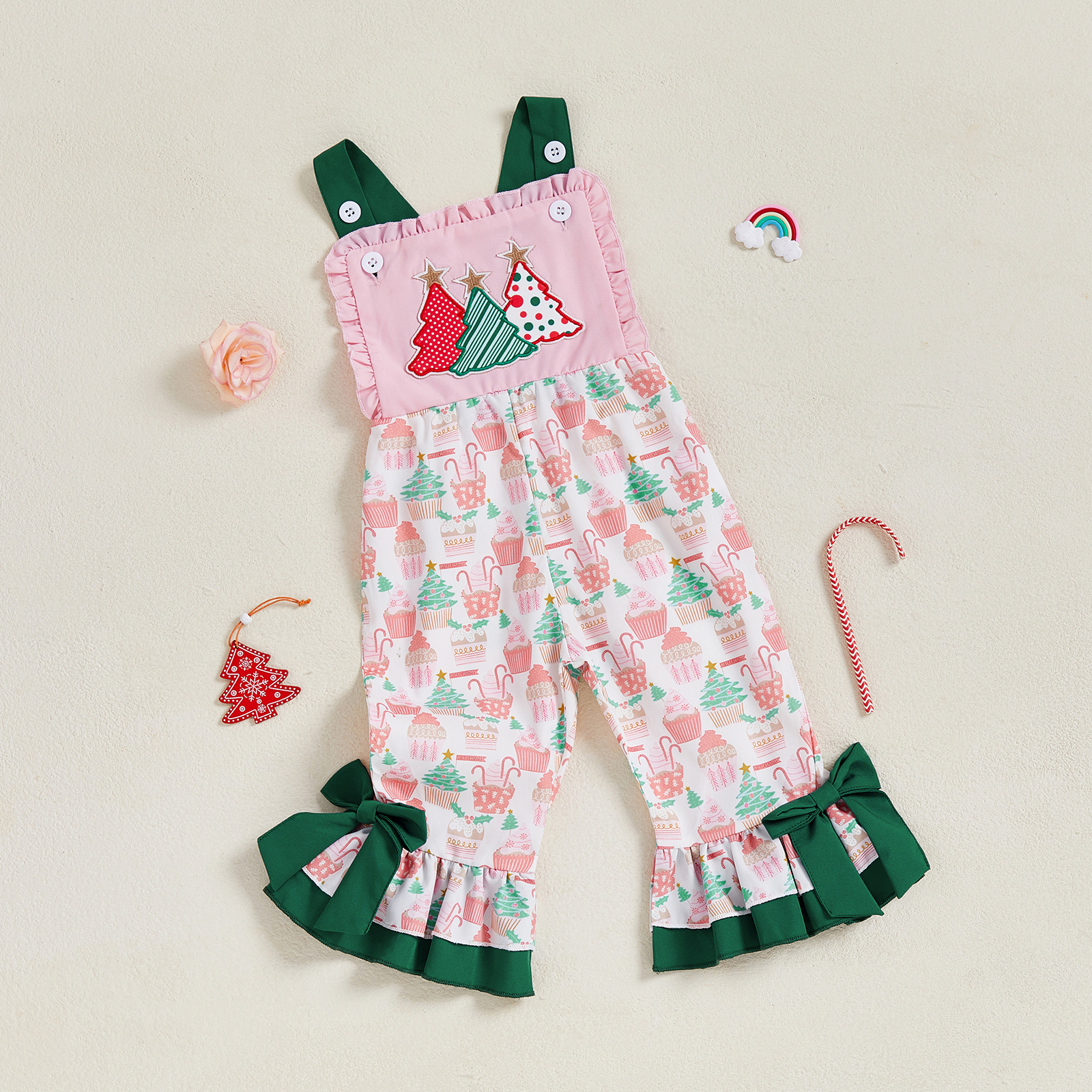 1-5Y Toddler Girl Xmas Outfits - Embroidery Xmas Tree avaliação e preço