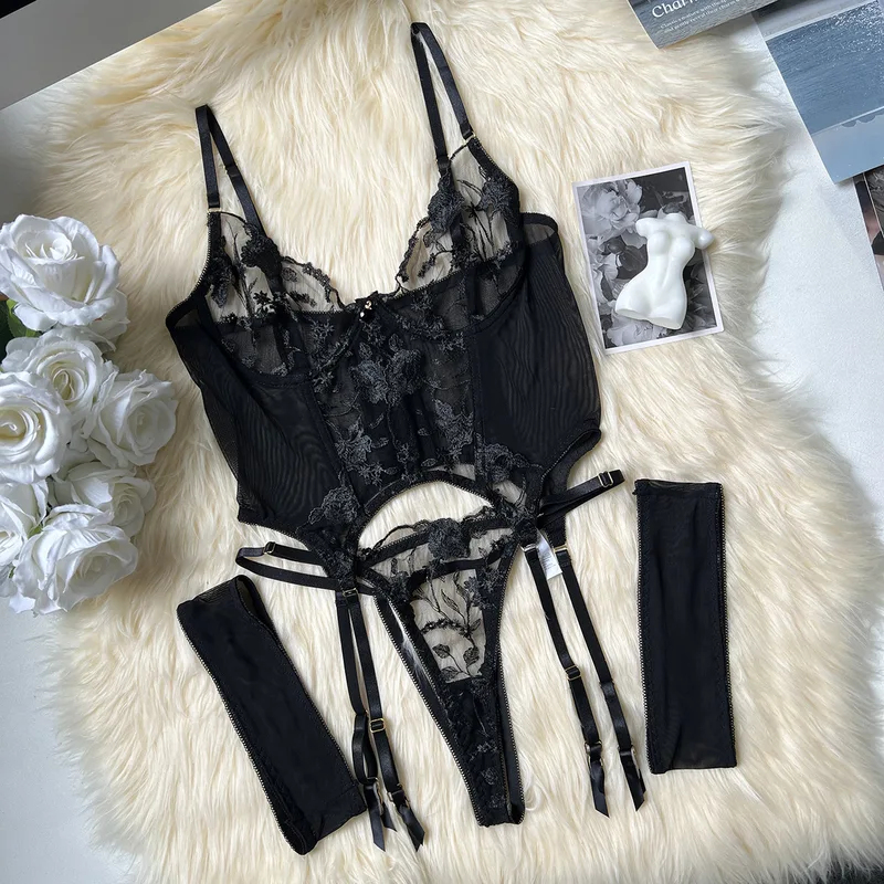 Lace Corset Sexy Sheer Mesh Br - Embroidery Studio avaliação e preço