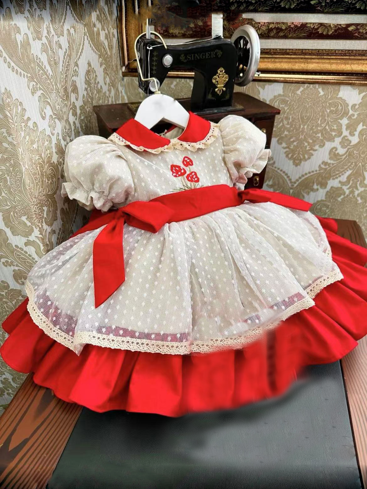 Baby Girl Summer Strawberry Em - Embroidery Net Dress avaliação e preço