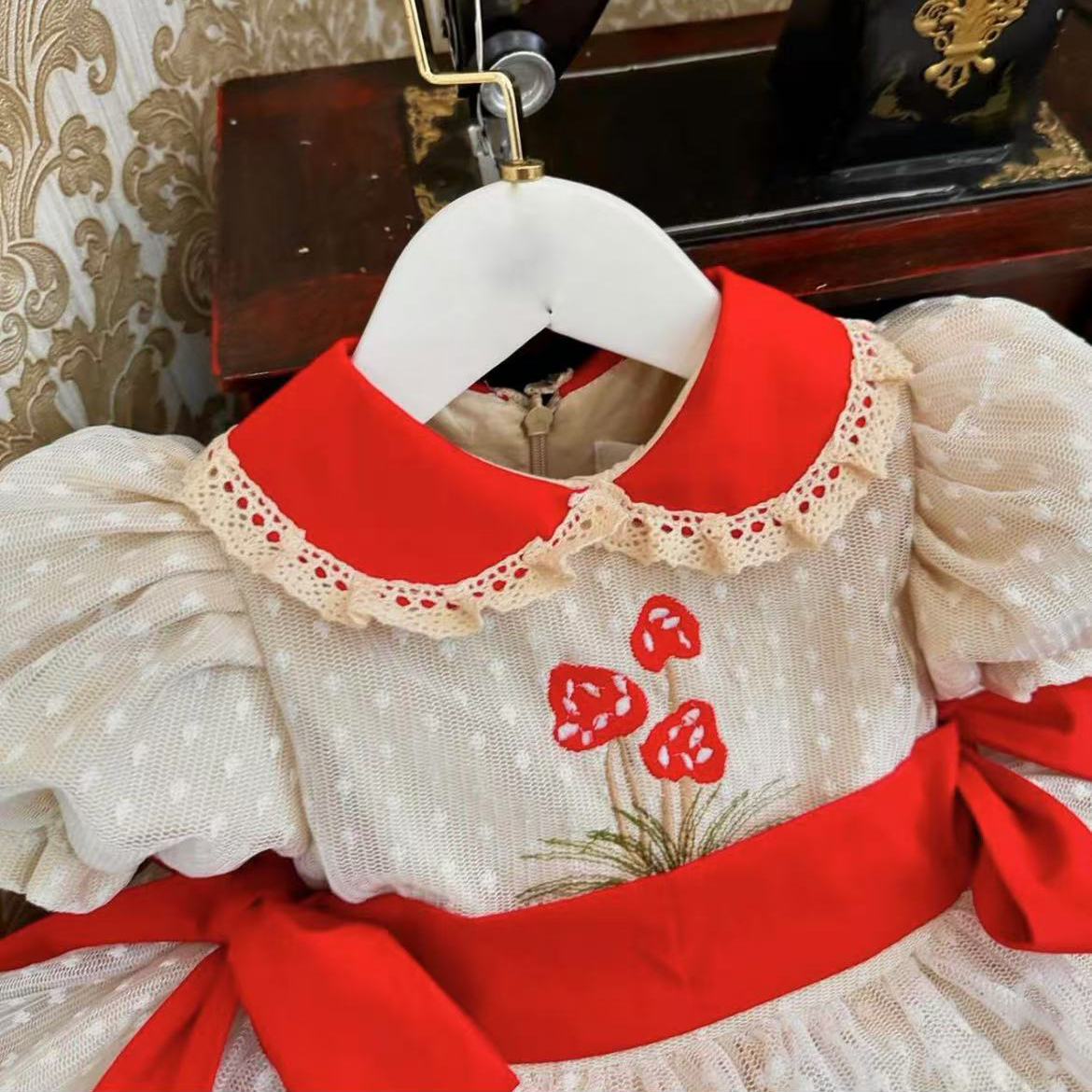 Baby Girl Summer Strawberry Em - Embroidery Net Dress avaliação e preço