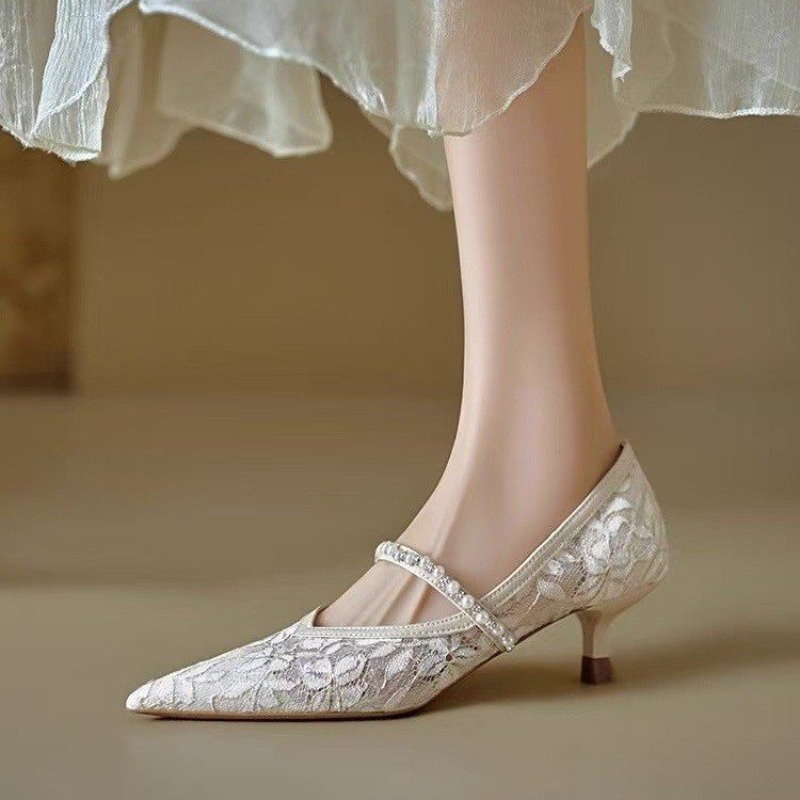 Sexy Lace Embroidery High Heel - Embroidery Lace avaliação e preço