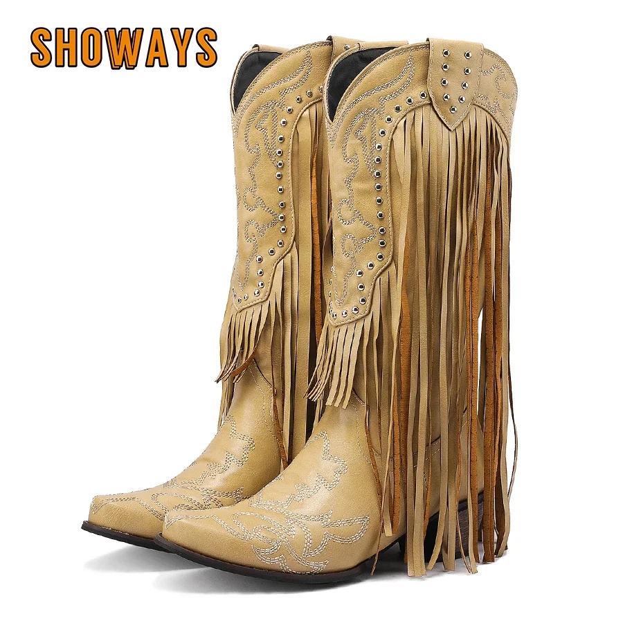 Fringe Rivet Western Women Mid - Embroidery Yellow avaliação e preço