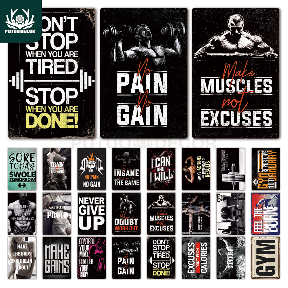 Putuo Decor Gym Tin Sign Plaqu - Embroidery Studio avaliação e preço