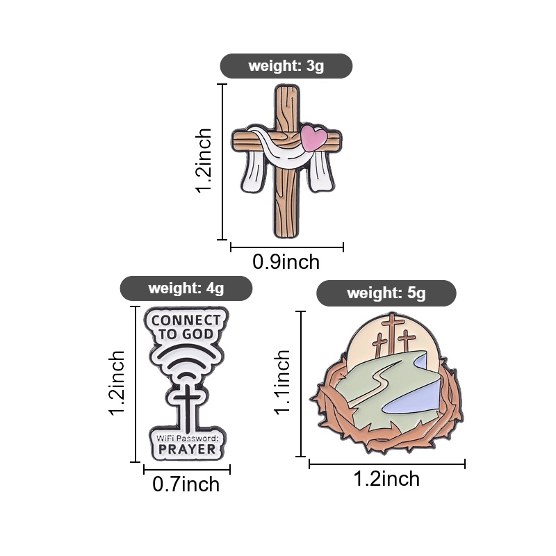 Easter Cross Enamel Pins Jesus - Embroidery Icon avaliação e preço