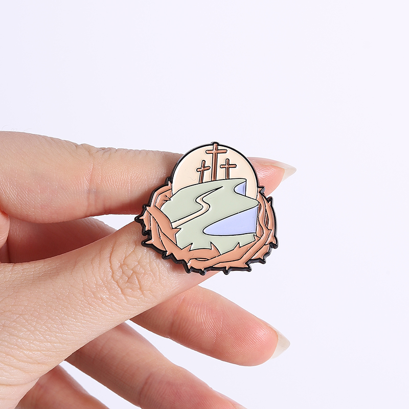 Easter Cross Enamel Pins Jesus - Embroidery Icon avaliação e preço