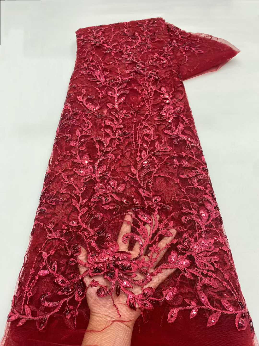2026 Latest African Lace Fabri - Embroidery Net Dress avaliação e preço