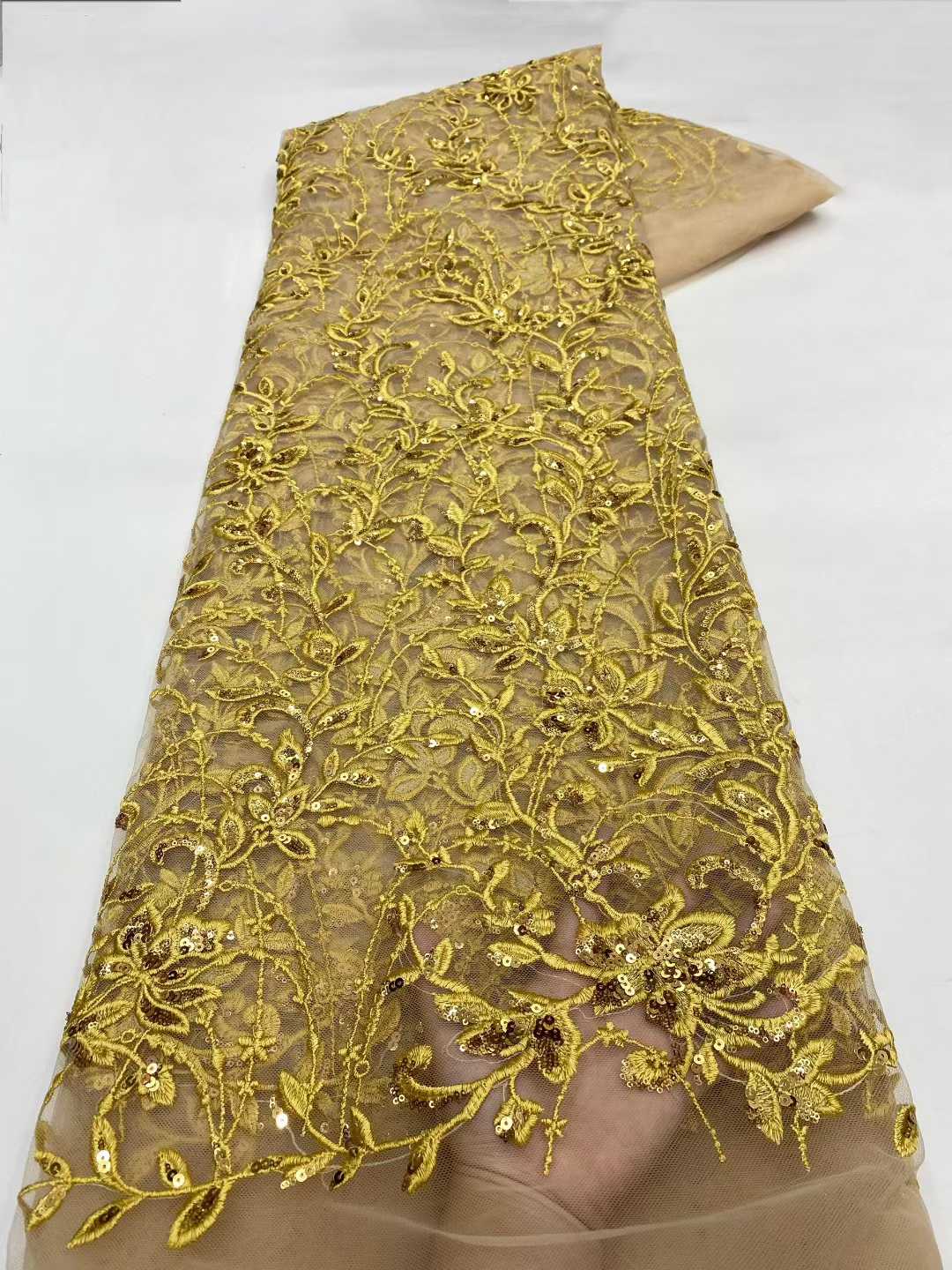 2026 Latest African Lace Fabri - Embroidery Net Dress avaliação e preço