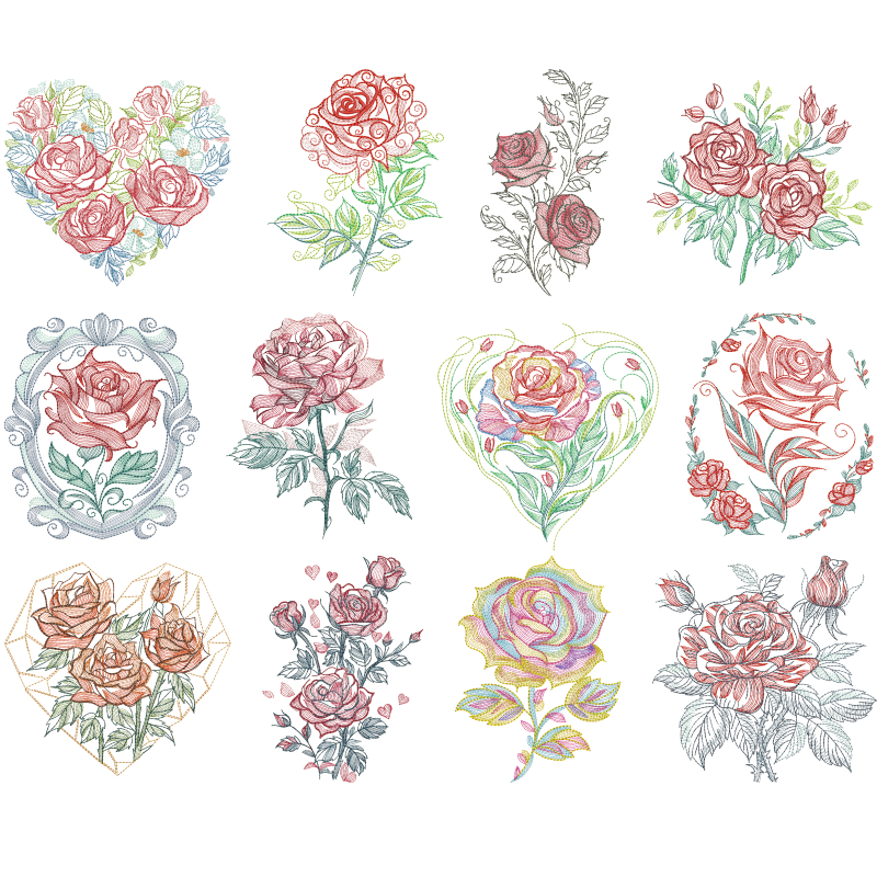 22cm Rose Heat Transfer Printi - Embroidery Effect Canva avaliação e preço