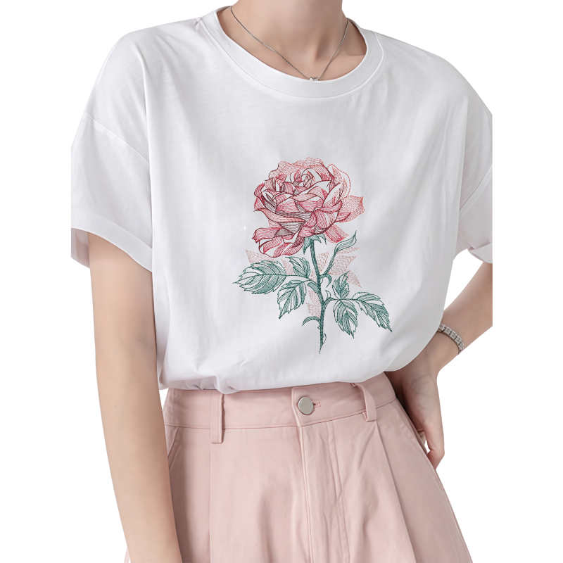 22cm Rose Heat Transfer Printi - Embroidery Effect Canva avaliação e preço