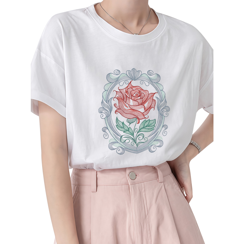 22cm Rose Heat Transfer Printi - Embroidery Effect Canva avaliação e preço