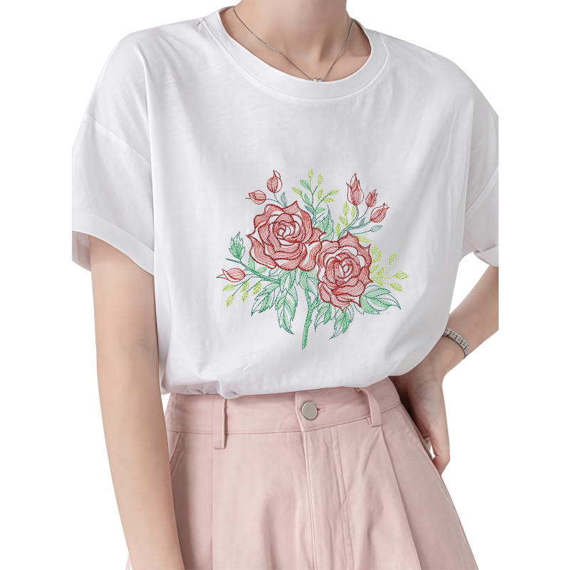 22cm Rose Heat Transfer Printi - Embroidery Effect Canva avaliação e preço