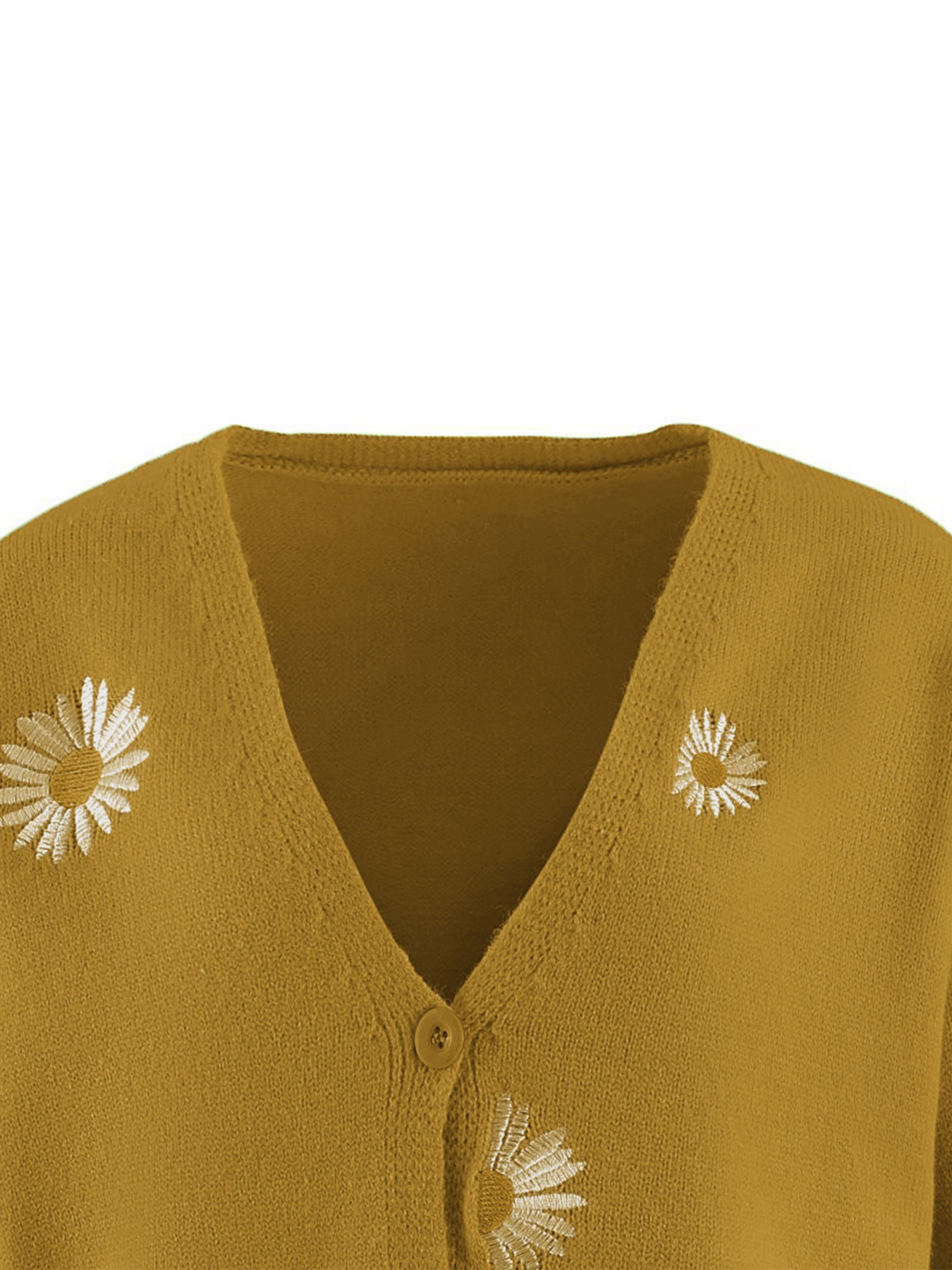 Women's Mustard Yellow Daisy E - Embroidery Yellow avaliação e preço