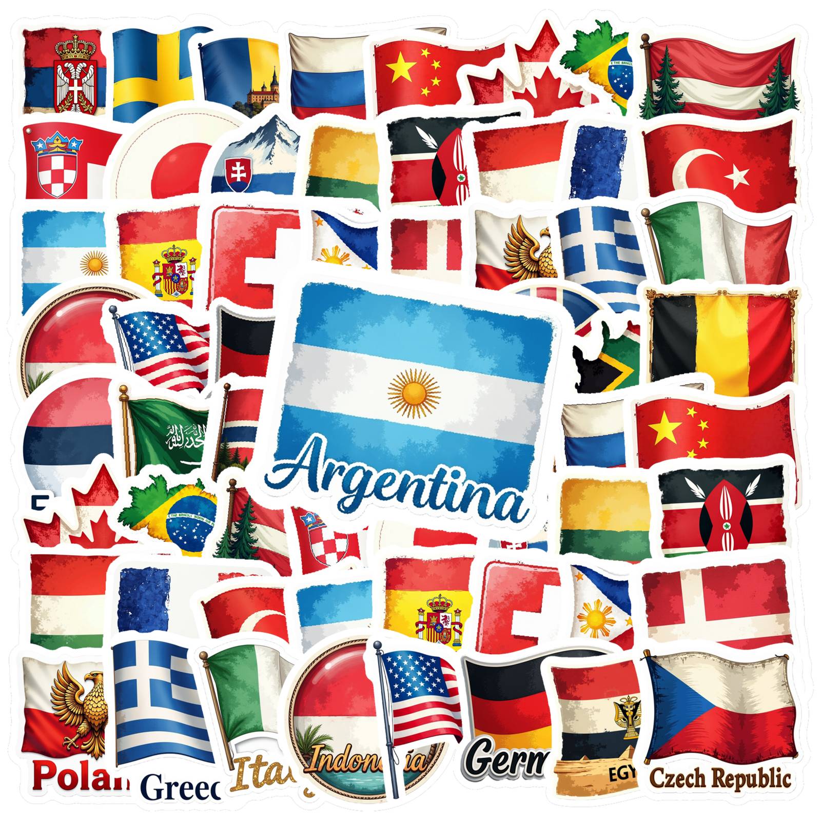 35pcs Country Flag Stickers Wa - Embroidery World avaliação e preço