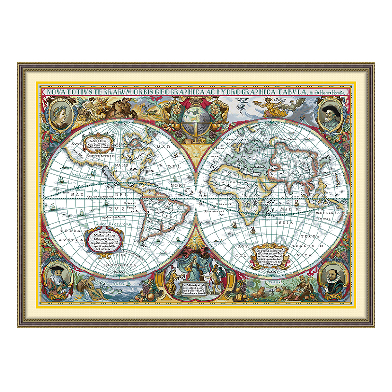World Map Patterns Counted Cro - Embroidery World avaliação e preço