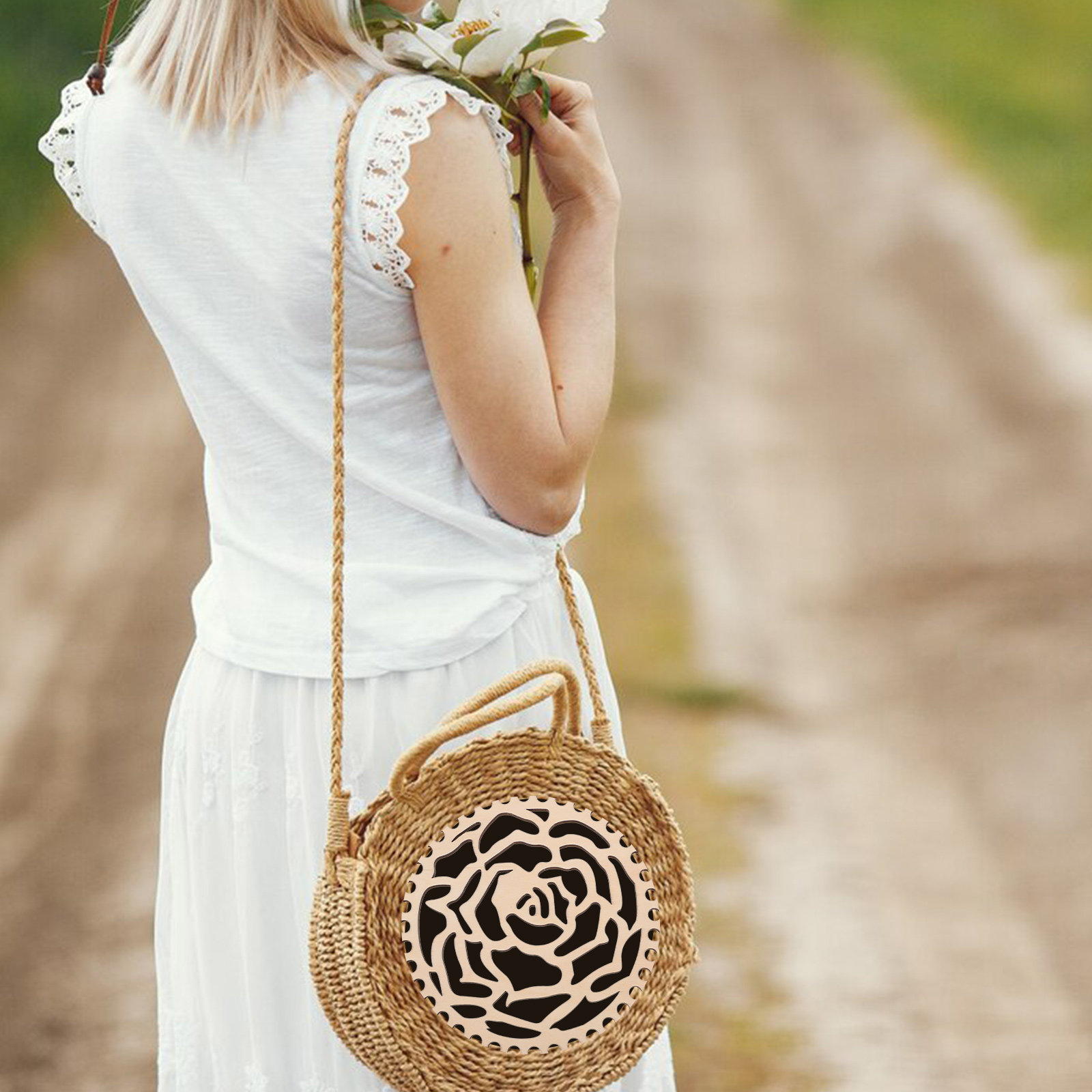 2Pcs 14Cm Round Wooden Embroid - Embroidery Bag avaliação e preço
