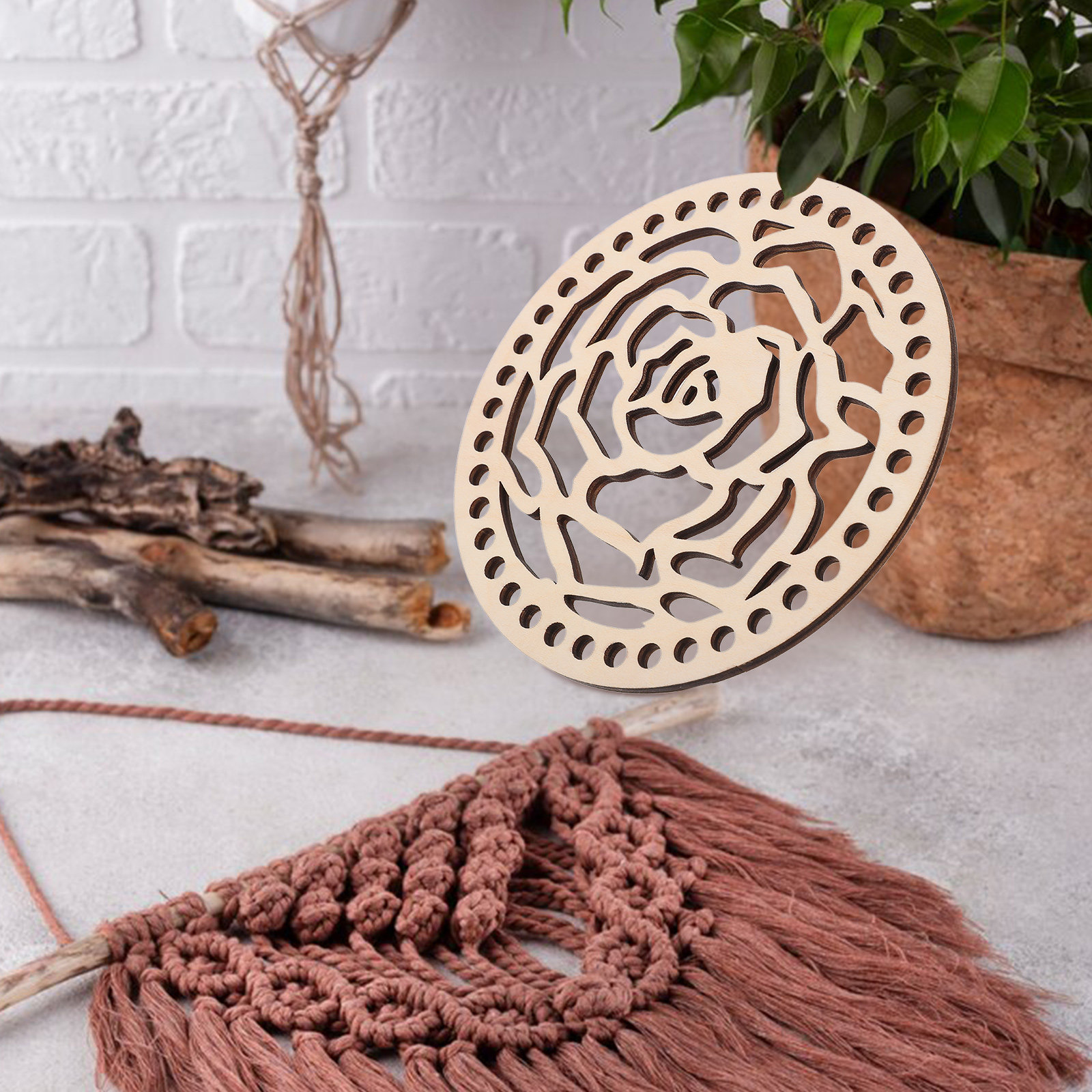 2Pcs 14Cm Round Wooden Embroid - Embroidery Bag avaliação e preço