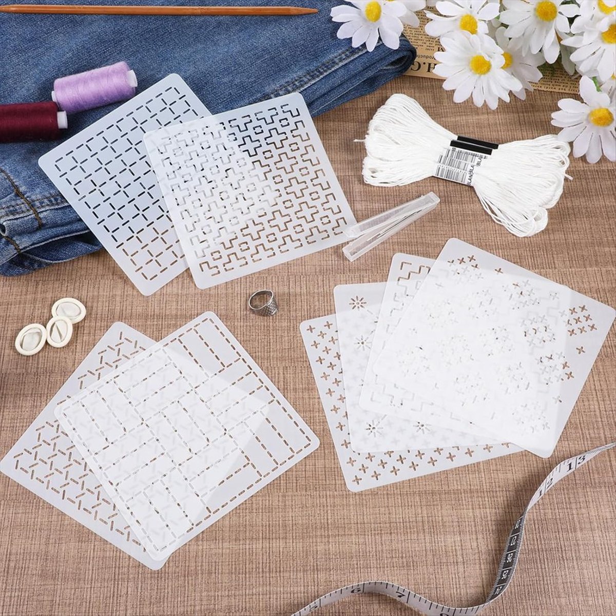 AT16 24Pcs Plastic -Stencil Ki - Embroidery X Pattern avaliação e preço