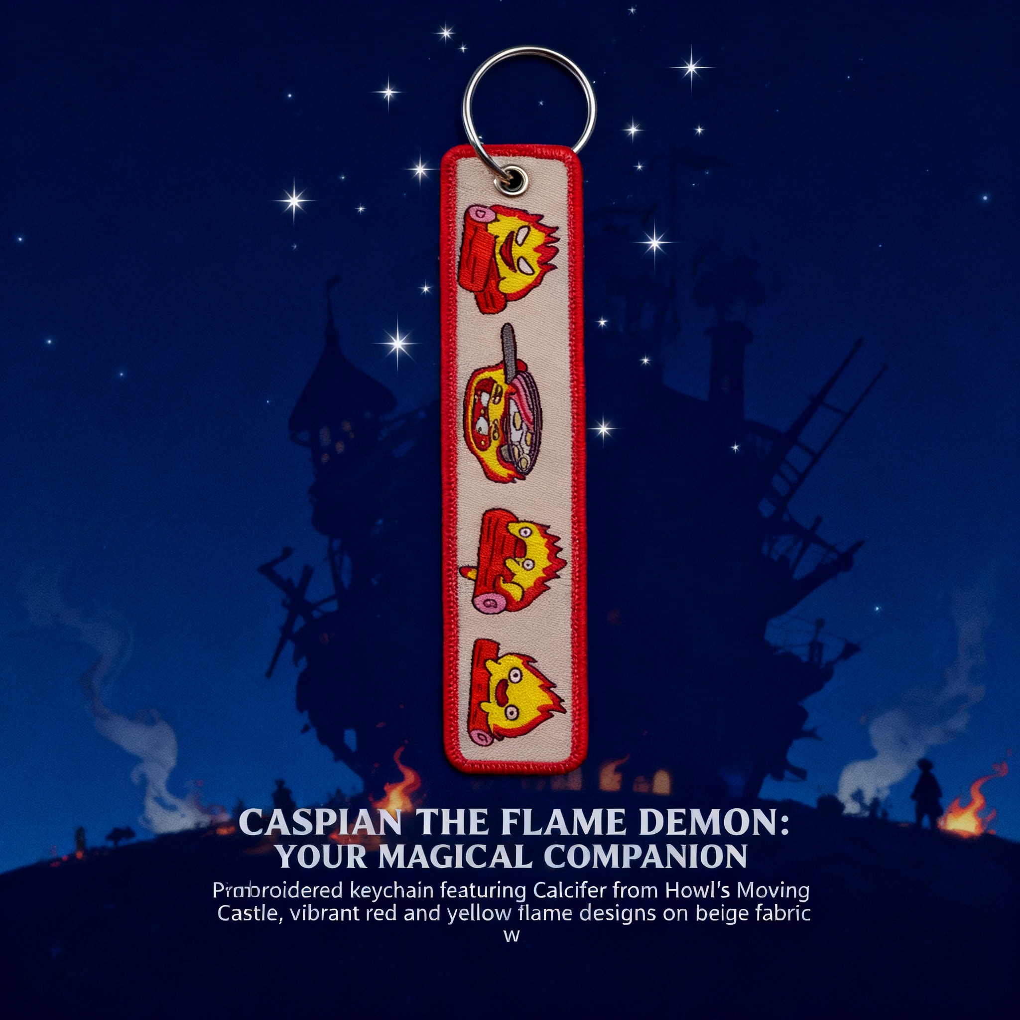 Anime Fire Embroidery Key Fobs - Embroidery Bag avaliação e preço