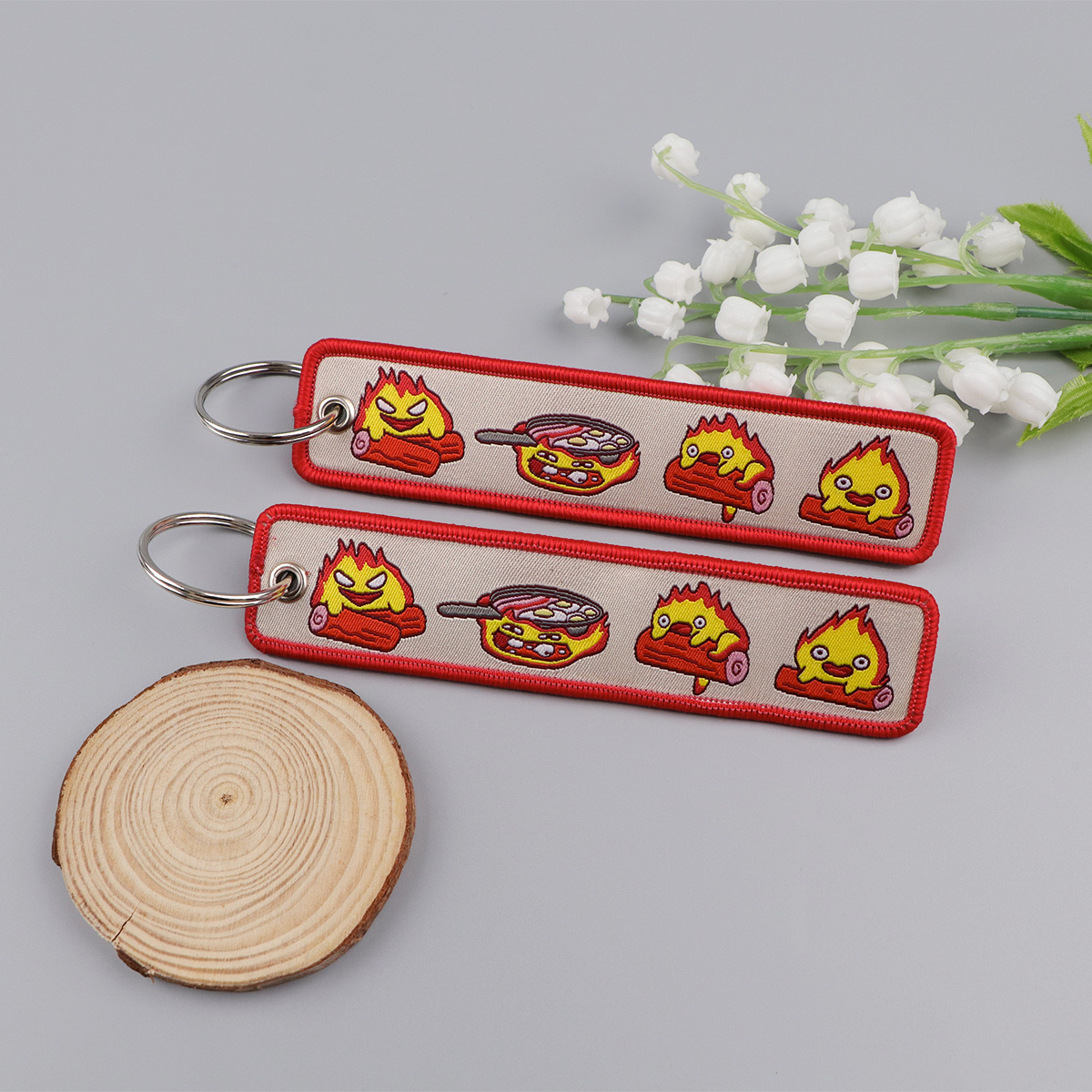 Anime Fire Embroidery Key Fobs - Embroidery Bag avaliação e preço